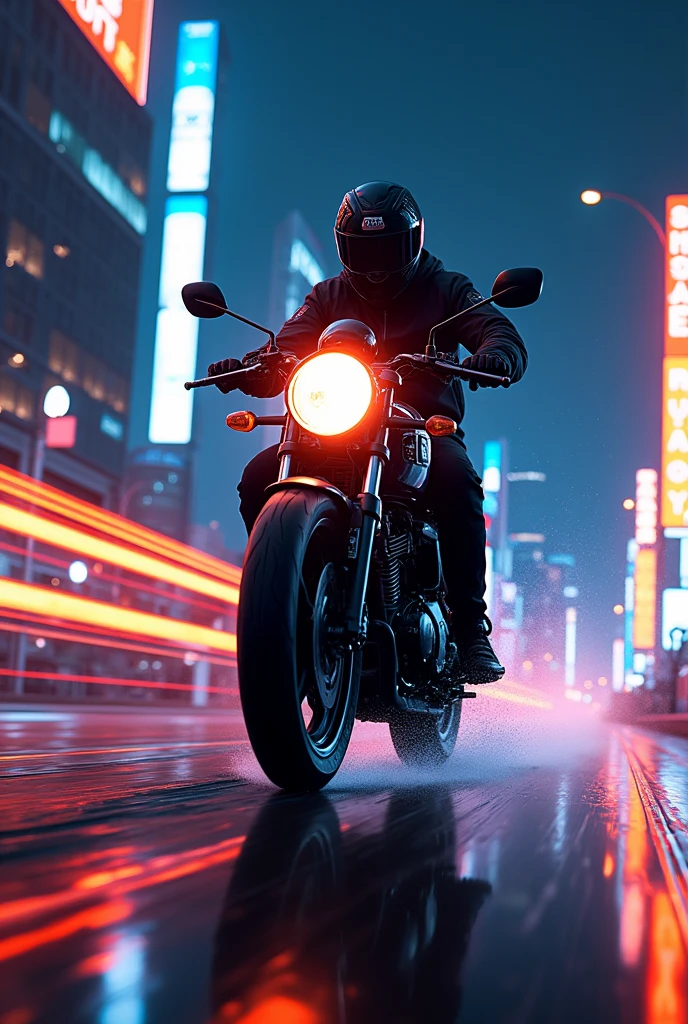 Yamaha rx100 in city in night cross anime kakashi Orange neon lights