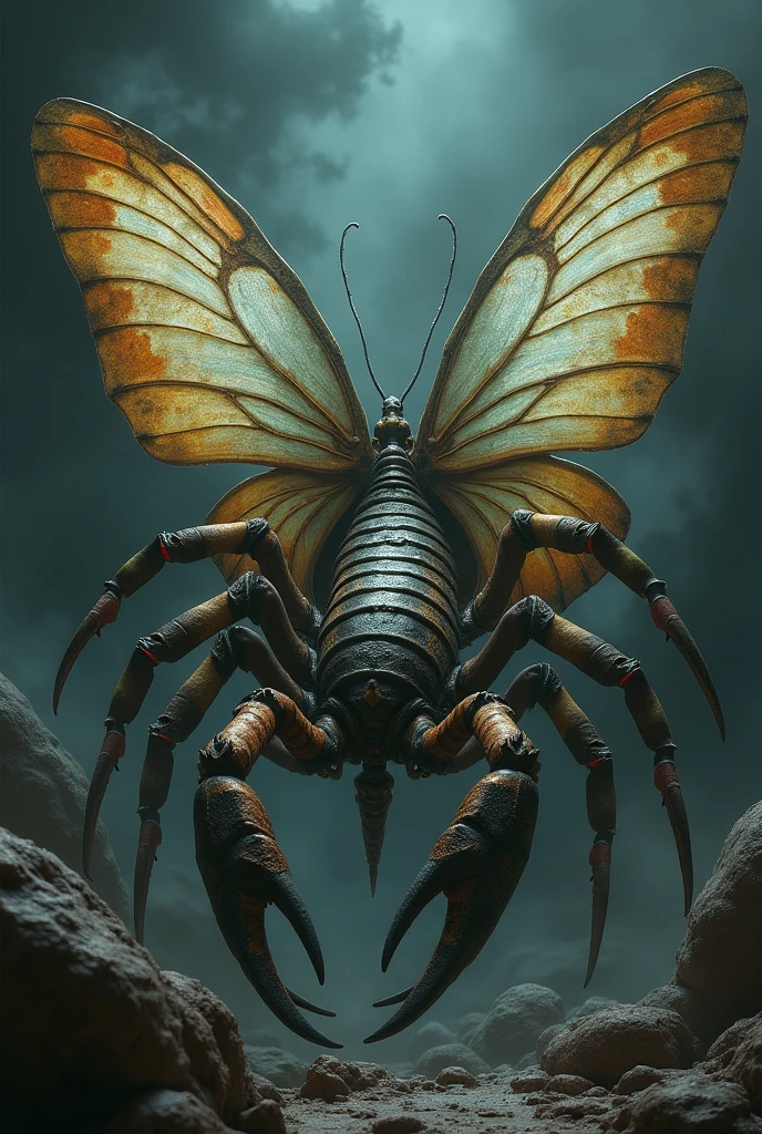 Scorpio and butterfly combination animal full image realistic image scary image