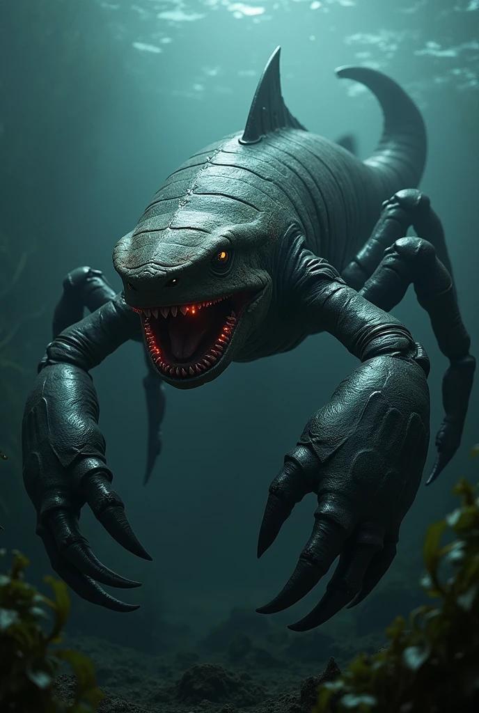 Scorpio and Shark combination animal full image realistic image scary image