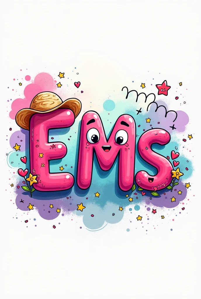 DOODLE ART using the name EMS
make it cute and colorful
