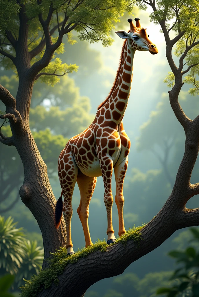 Giraffe on tree