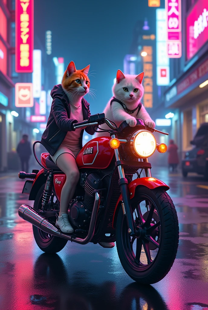 Anime cats in yamaha rx 100 night