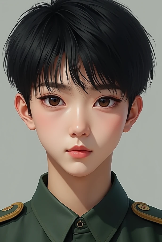 A 16-year-old Korean boy who has a neutral expression