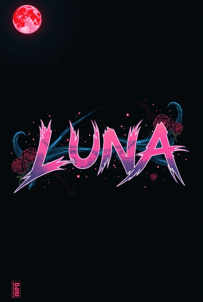 High resolution, logo spelling swiftly “Luna” cool, Jdm theme, anime theme, Cyberpunk vibe name spelling, brand logo, logo for tshirt, brand logo “LUNA”, neon vibes, acid trip vibes, acid trip, shooting stars, acid trip inside “LUNA”, acid trip, hallucinations inside “LUNA”, Waves of hallucinations, splash, waves of futuristic hallucinations, futuristic wave, stars in the background, red strange moon, red roses that bleed,