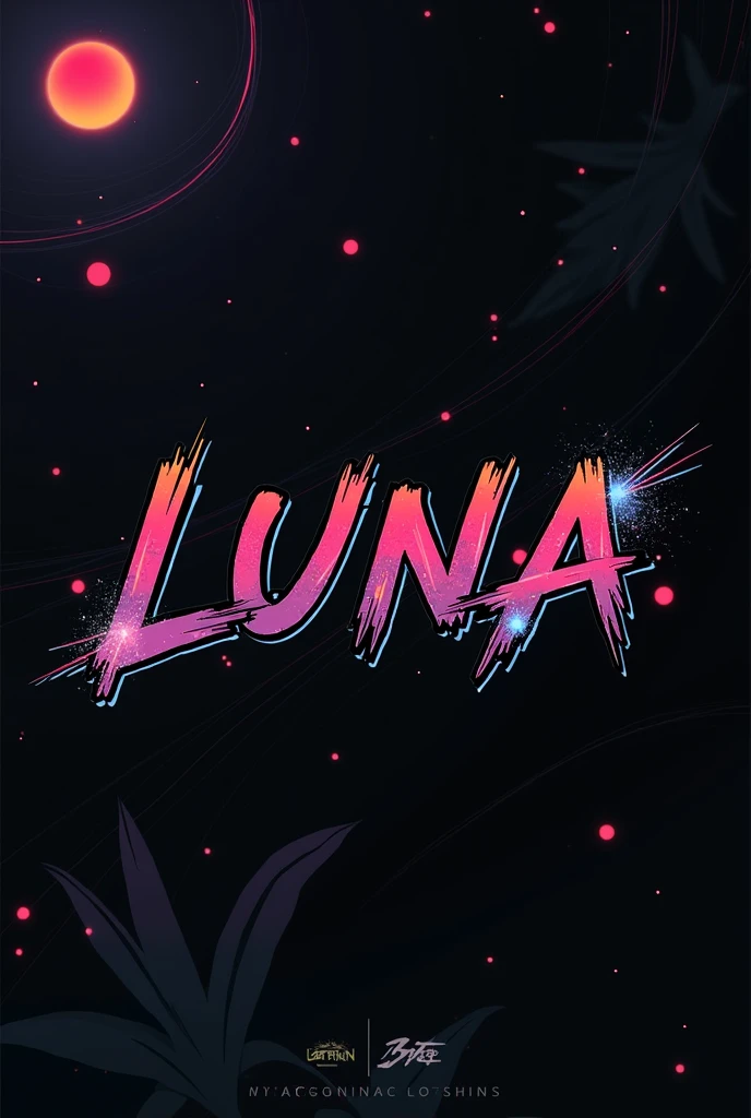 High resolution, logo spelling swiftly “Luna” cool, Jdm theme, anime theme, Cyberpunk vibe name spelling, brand logo, logo for tshirt, brand logo “LUNA”, neon vibes, acid trip vibes, acid trip, shooting stars, acid trip inside “LUNA”, acid trip, hallucinations inside “LUNA”, Waves of hallucinations, splash, waves of futuristic hallucinations, futuristic wave, stars in the background, red strange moon, red roses with green leaves, 