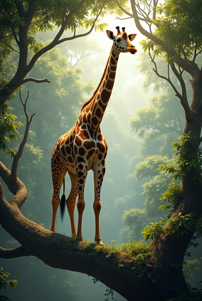Giraffe on tree