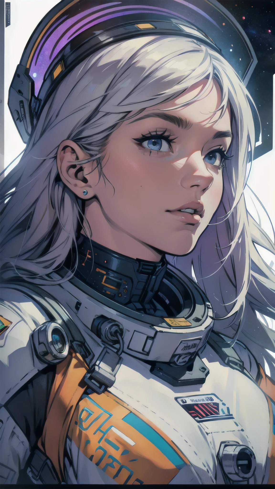 (((ultimate best quality))),((((solo:1.2)))),((((1girl:1.2)))),((((beautiful perfect woman)))),(((detailed perfect body, detailed perfect finger))),((((((spacethriller movie poster)))))),(((bust up, close up))),(((((American comics))))),(((extreme highlights))),cleavage, super beautiful lady,(((((looking up or looking down))))),(((((ultimate Absolutely white background))))),(((detailed futuristicmachine))),(((Perpetual Motion Machine))),(((unlimited galaxy Astronauts)))