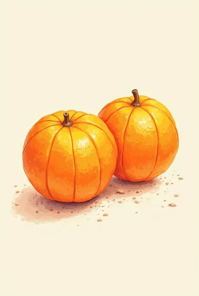 Two hand drawn oranges without background