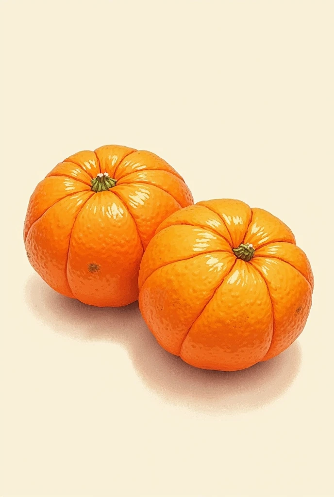 Two hand drawn oranges without background