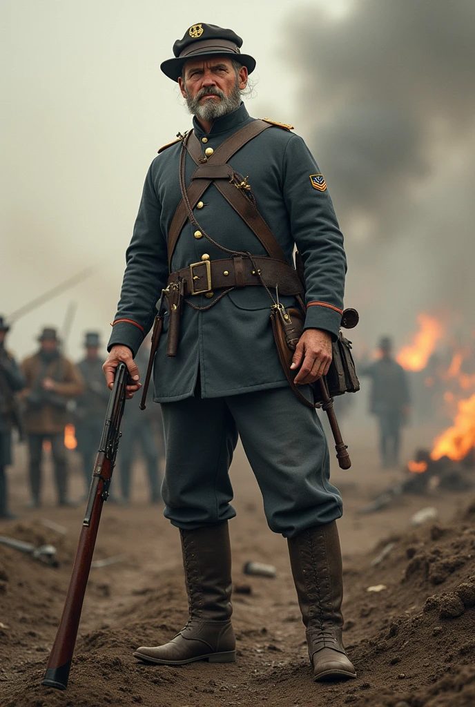 Civil War era American soldier fighting with long toenails