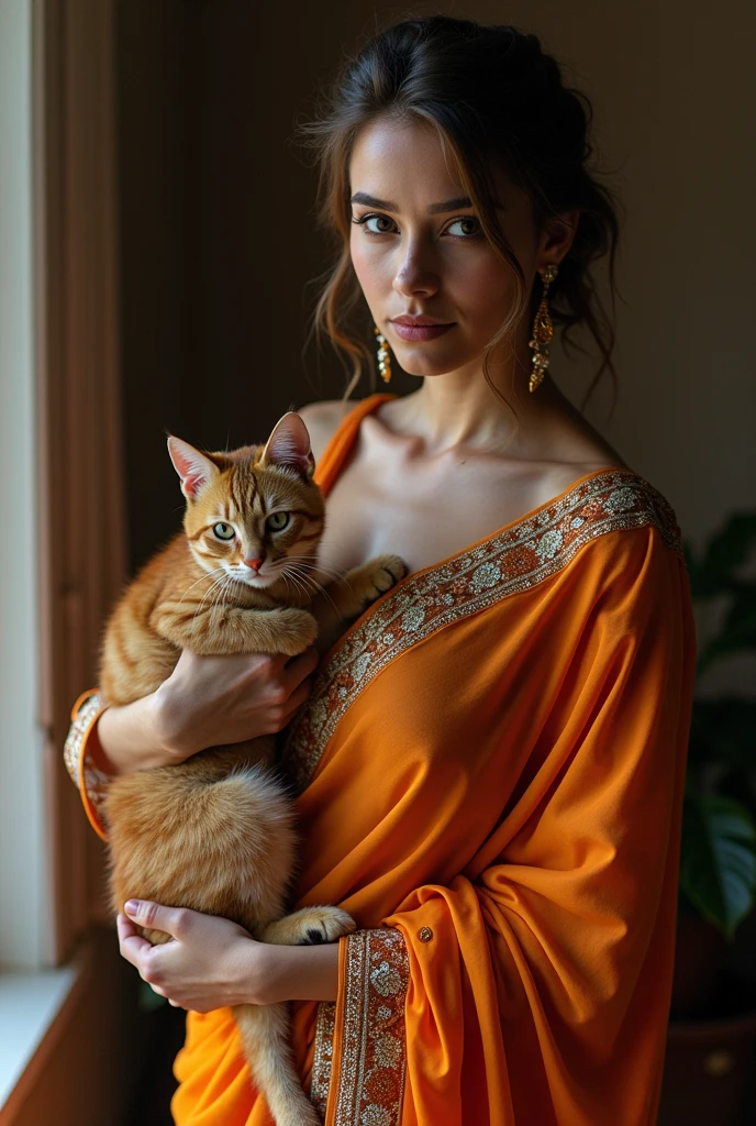 A saree women with showing her pussy