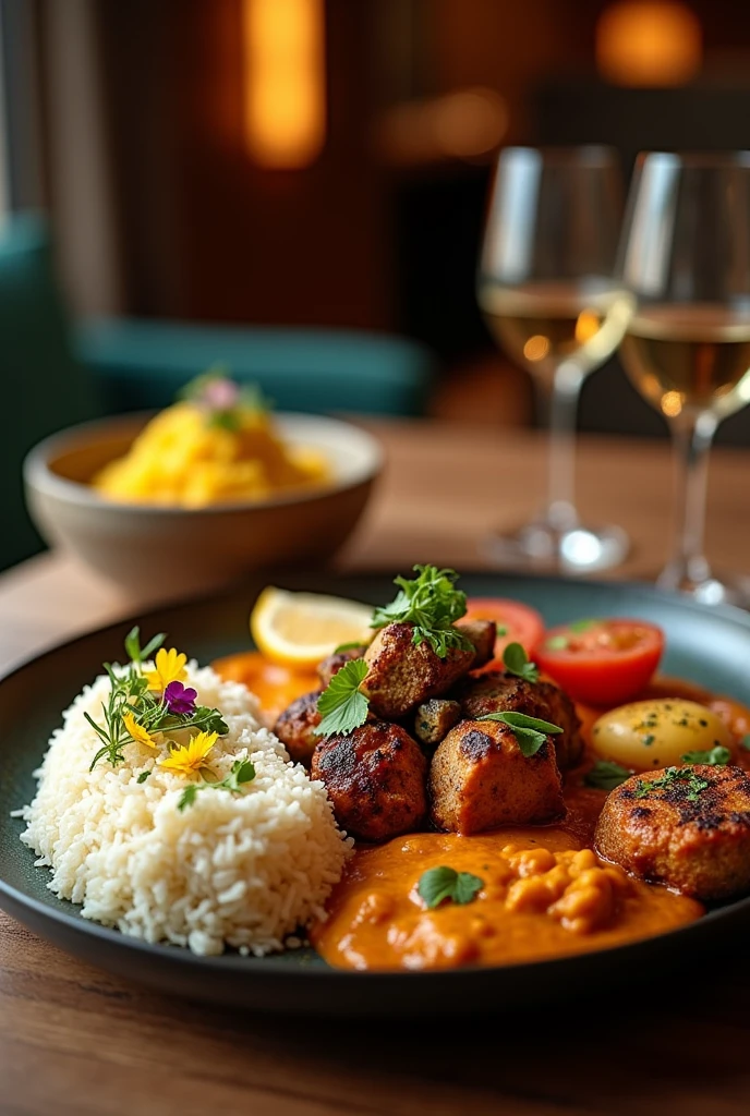 realistic pic of aesthetic indian food photo in a five star hotel