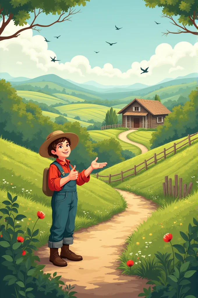 Welcome illustration in the rural theme