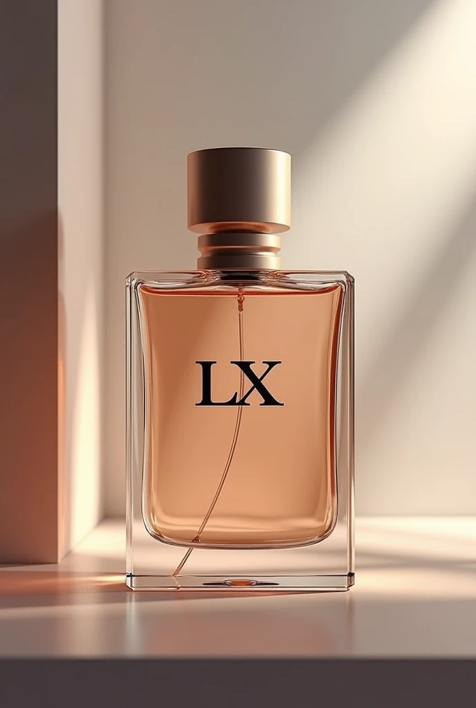 A a perfune bottle on which there is logo of lx 