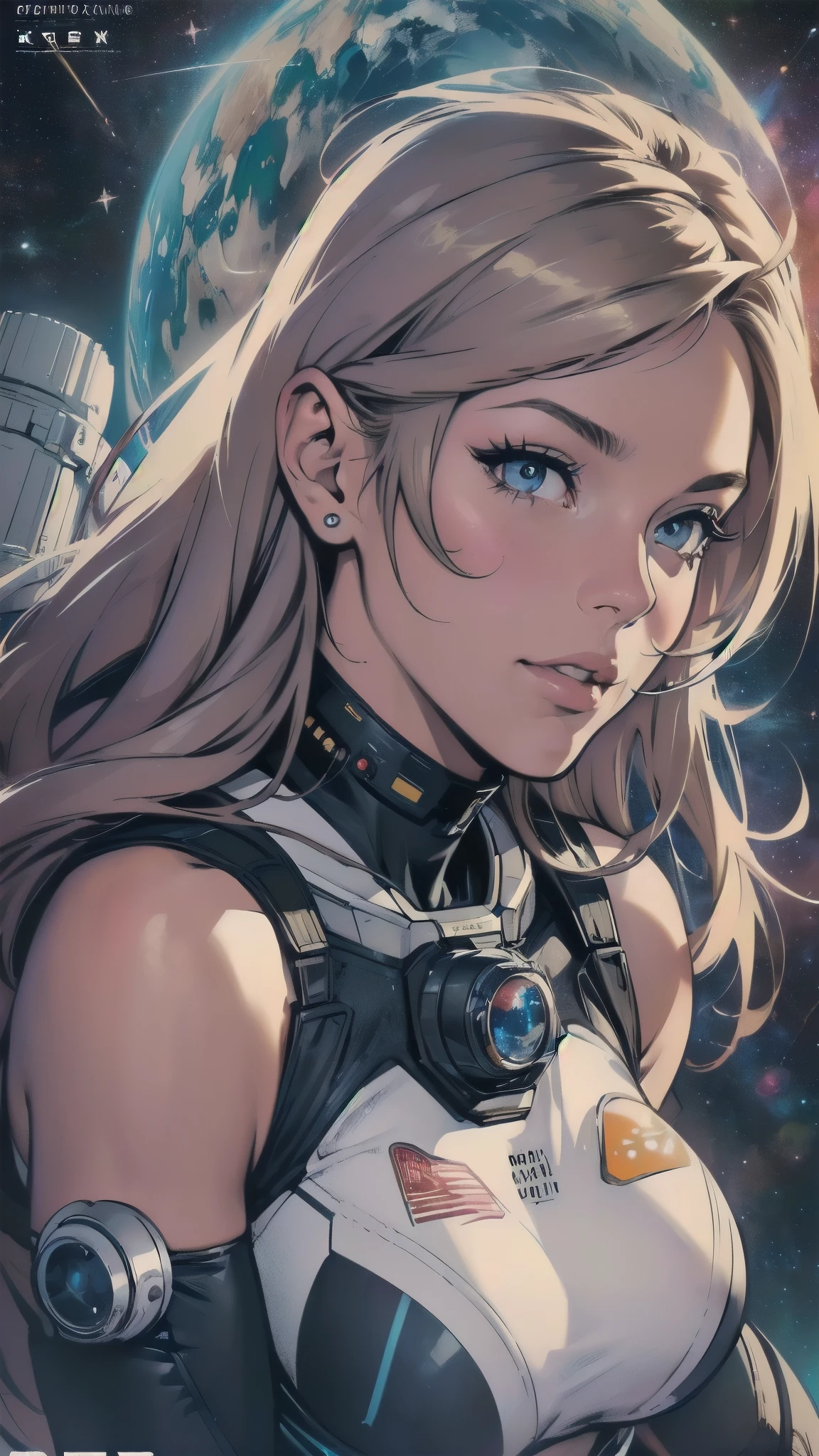 (((ultimate best quality))),((((solo:1.2)))),((((1girl:1.2)))),((((beautiful perfect woman)))),(((detailed perfect body, detailed perfect finger))),((((((spacethriller movie poster)))))),(((bust up, close up))),(((((American comics))))),(((extreme highlights))),cleavage, super beautiful lady,(((((ultimate Absolutely nothing background))))),(((detailed futuristic machine))),(((Perpetual Motion Machine))),(((unlimited galaxy Astronauts))),(((dynamic angle)))