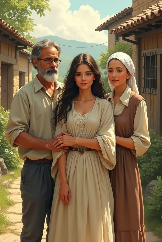 In a small village lived a young woman an his father and mother