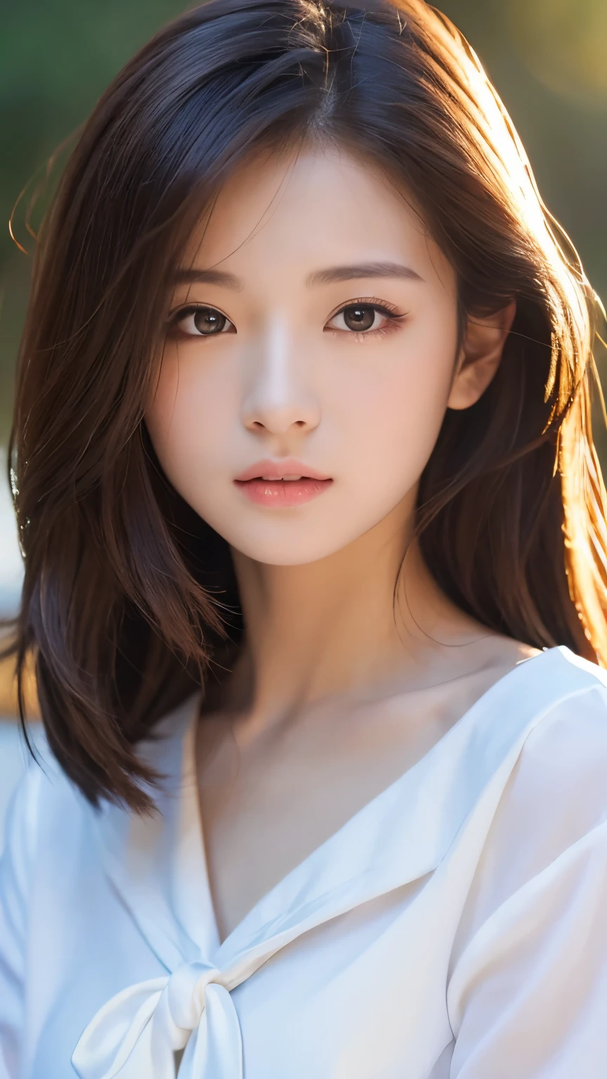Tabletop、(masterpiece:1.3), (8k, Photorealistic: 1.4, RAW Photos, Best image quality: 1.4), Japanese Idols、Super detailed face、Attention to detail、Genuine、 double eyelid、Big and attractive eyes、Perfectly beautiful eyes、 Sharp focus:1.2、Beautiful woman:1.5、 Light brown hair、 Highest quality、masterpiece、Ultra-high resolution、Depth of written boundary、Perfect Shadow、(Photorealistic:1.4)、 Highly detailed and professional lighting、 Perfectly shaped、Symmetrical face、beautiful girl、Glowing Skin、Sharp focus, Perfect Anatomy,Realistic Light、Sailor suit、