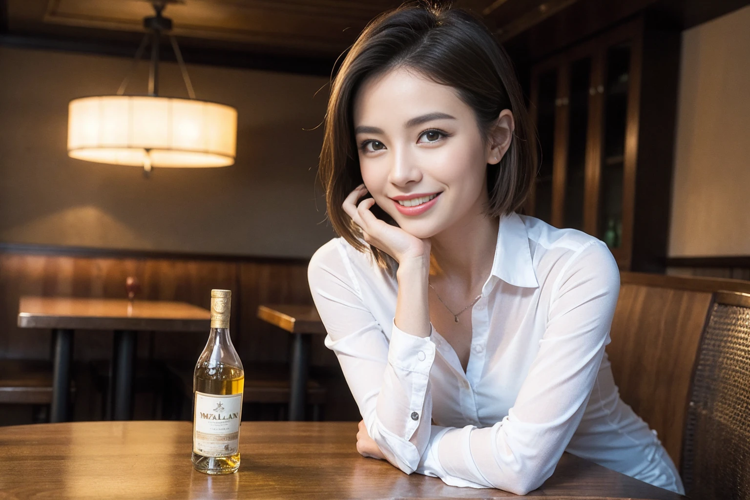 ((Highest quality、8k、masterpiece:1.3))、Whiskey bottles、The Macallan、Joni Black、Old Parr、whiskey、Suntory、Nikka、slimカップル、modelカップル、(Realistic, Intricate details:1.2), full-course dinner、Whiskey bottle and glass on the table、Single Malt、scotch、Rocks glass、Shot Glass、On the rock、Scotland、Amazing view of the sunset sky and clouds、A bright smile、The wonderfulness of smile、 Beautiful Face, blue eyes, The light shines on your face, blush, short hair,Bright Face、 (Age 37), 3,Two beauties、Brown Hair、Shortcuts、Long sleeve shirt、dress、Beautiful woman 1, (slimな顔), (The body is slim), (Brown Hair), (Shortcuts), cheeks turn a little red,Attractive beauty、restaurant, In a prominent place (From the waist up) Nova Frog Style, actress, model, Upper Body, White wine, slim, smile, (smile: 1.15), Beautiful fine grain, Depth f/2,saturation, High Contrast, Strong light and shadow,Moist Body:1.5、3D texture、Delicate eyes、Brown Hair、The hair is very shiny、