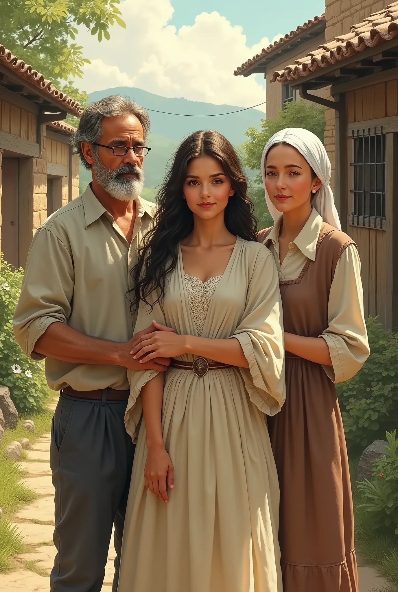 In a small village lived a young woman an his father and mother