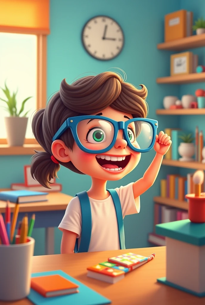 When a person purchase gogals for Teacher Cartoon photo