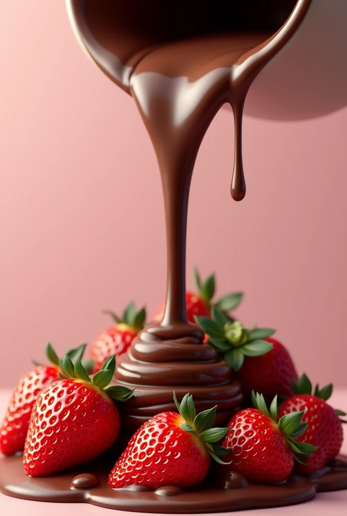 Chocolate pour in  strawberry