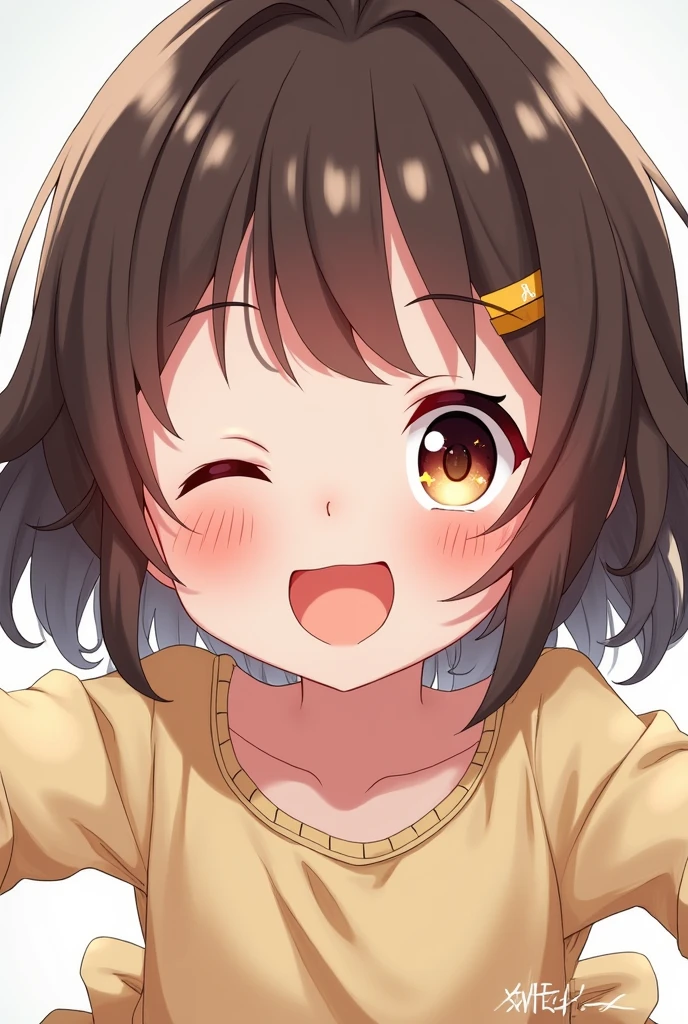 A girl winking