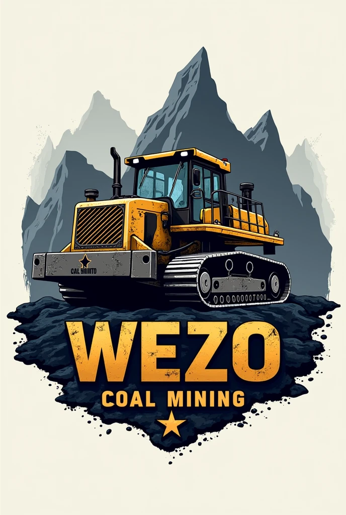 Contruct a creative, deep and meaningful logo for a steam coal minning company called "WEZO coal mining". It uses Excavators to mine coal and is an above ground coal minning company.  