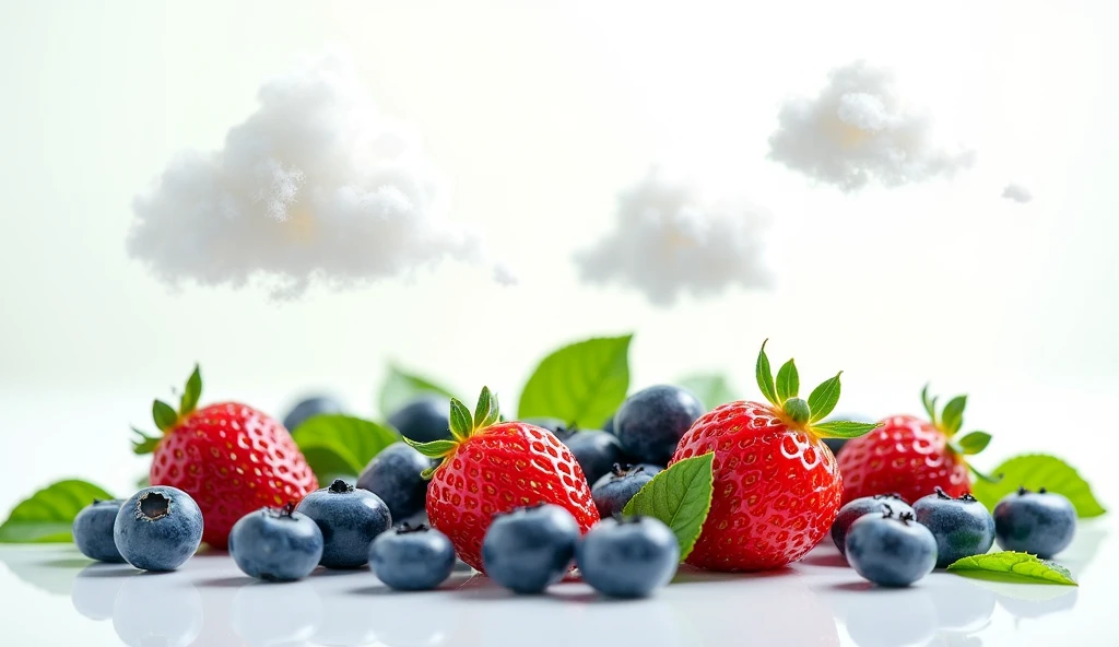 white bg green tea blueberry stawberry cloud spread