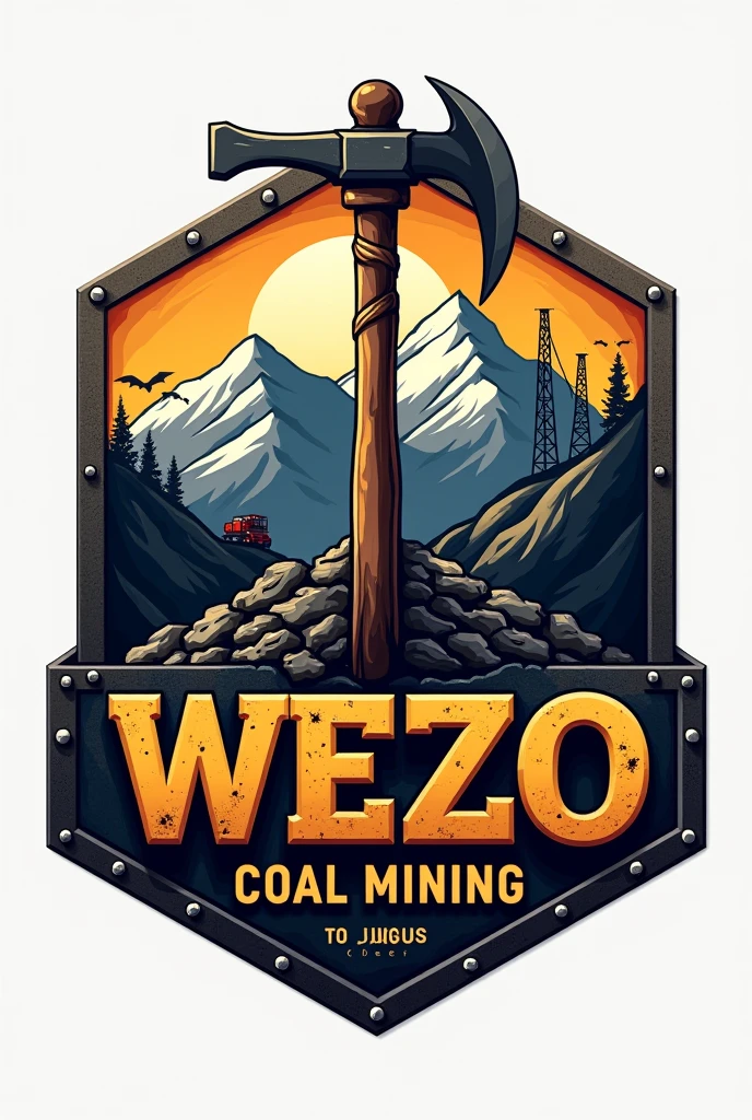 Contruct a creative, deep and meaningful logo for a steam coal minning company called "WEZO coal mining". It is an above ground coal minning company.