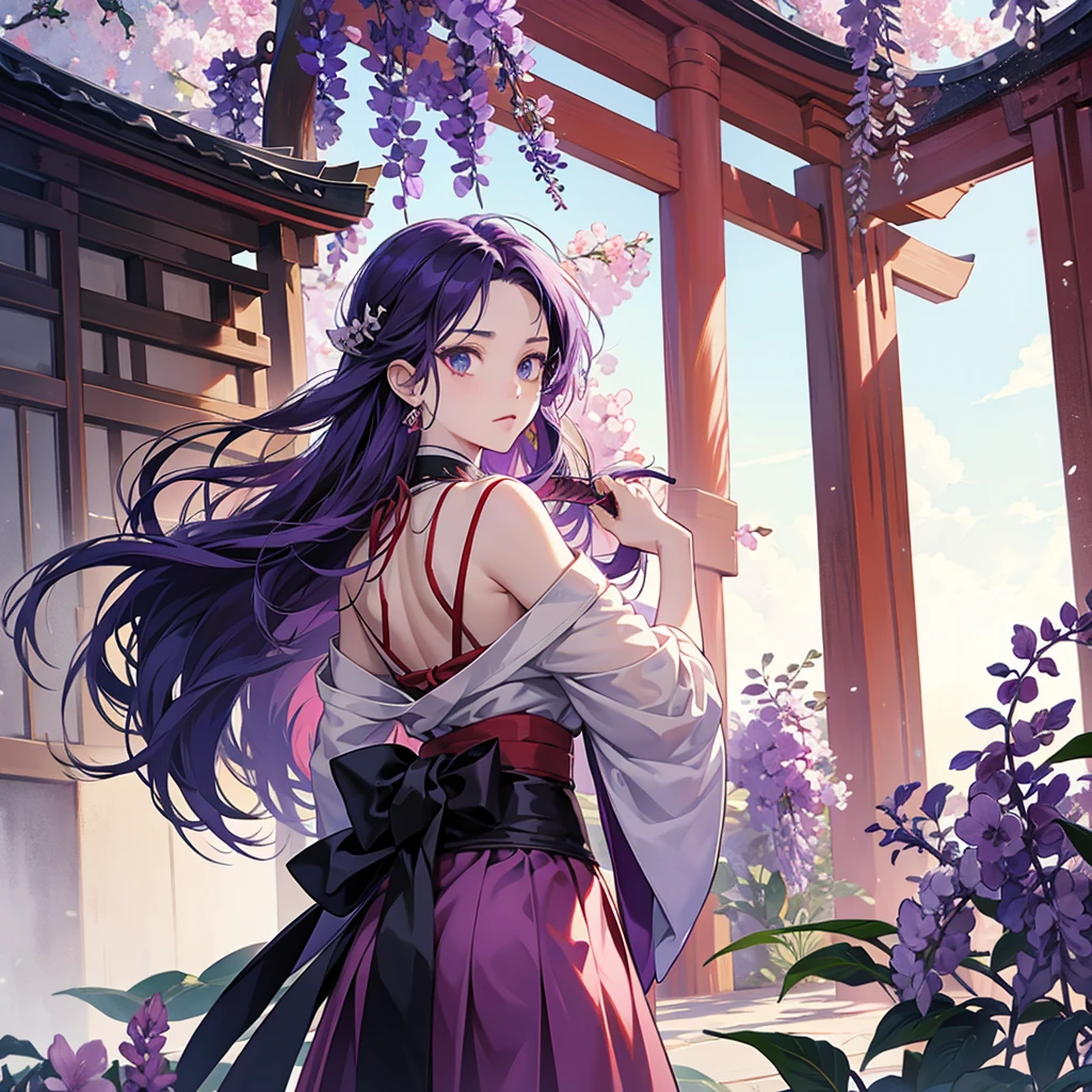 1 beautiful anime demon slayer, tattoo,sword, torii gate, wisteria