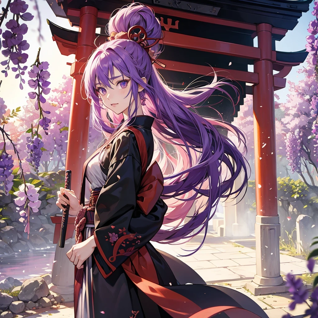 1 beautiful anime demon slayer, tattoo,sword, torii gate, wisteria
