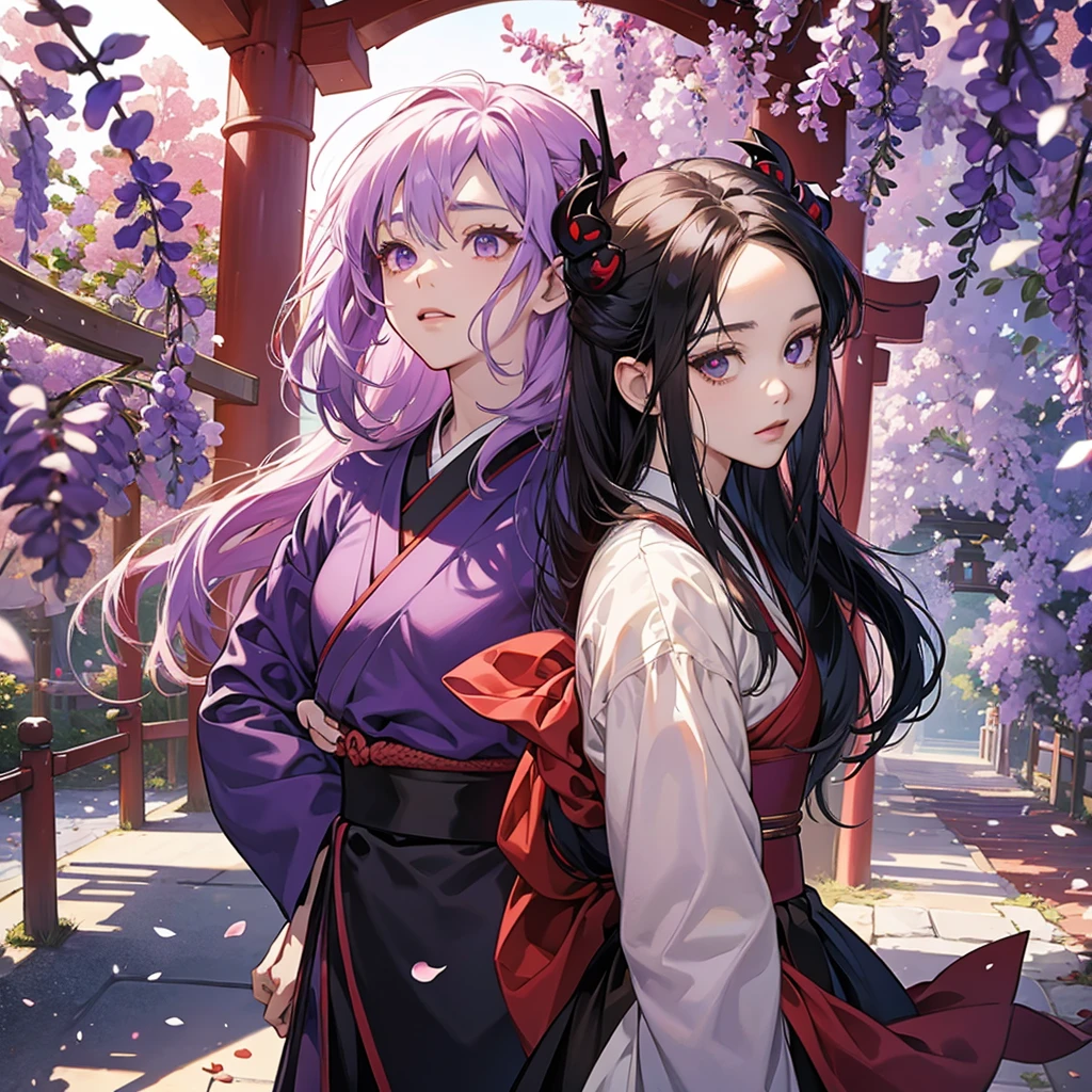1 beautiful anime demon slayer, sword, torii gate, wisteria
