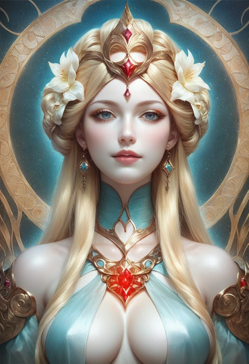 check_9, check_8, check_7_superior, Magnificent View, 1 person, 1 person, Blonde Goddess, Perfect white hair girl, Glowing White Skin, Beautiful Goddess, Highly detailed goddess shot, Highly detailed art gems, Beautifully detailed body and face, In the style of Urop, Beautiful blonde girl, , Like ArtJam, Fine and soft