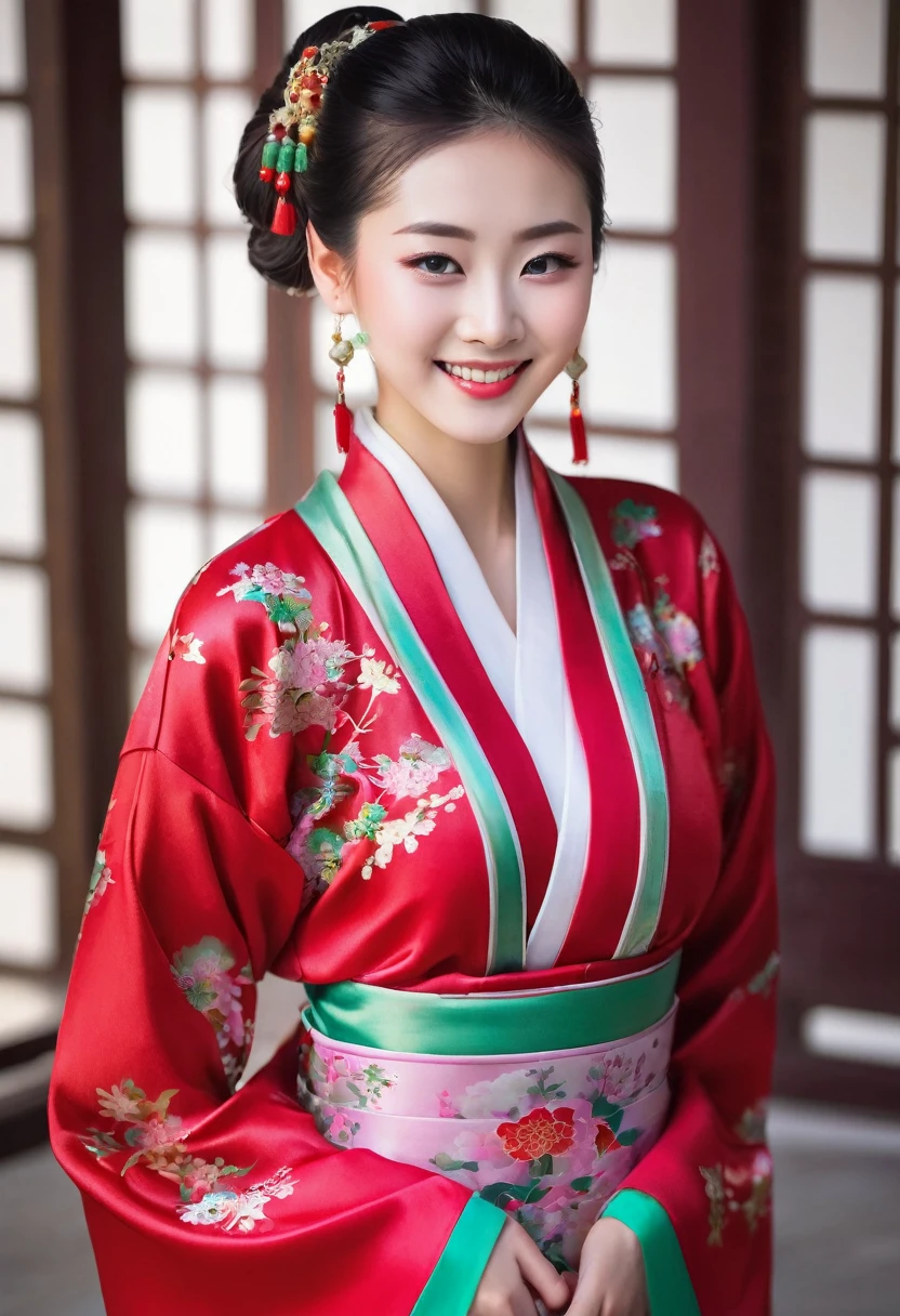 Smiling Asian woman in red and green dress, Chinese woman, Chinese Girl, palace ， Girl wearing Hanfu, Beautiful oriental woman, Beautiful Korean woman, Beautiful Asian woman, Dressed in ancient Chinese costumes, an asian woman, traditional Chinese, Beautiful Chinese model, traditional Chinese clothing, Traditional Beauty, Wearing ancient Chinese clothes, A young Asian woman