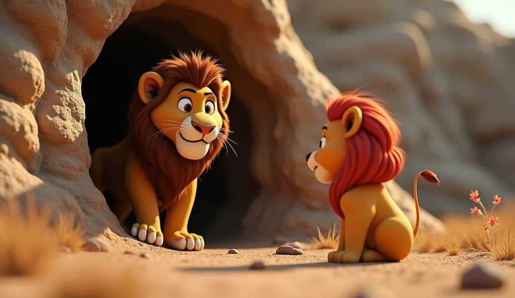शेर ne गड्ढे में se घबराकर पूछा, "तुमने ऐसा क्यों किया, मेरे दोस्त in Carton 3D Animated