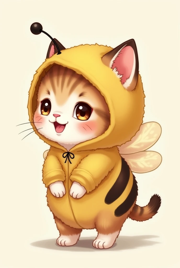 cute、cuteマンチカンの子猫、Standing in a hooded bee-like outfit
