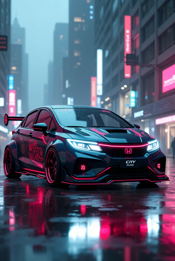 2015 honda city car with cyberpunk