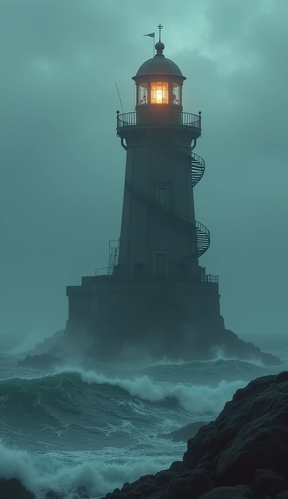 Jutting out into the stormy sea, this ancient lighthouse is more than just a beacon for lost ships. Its once-bright light flickers ominously, barely cutting through the swirling mist. The spiral staircase groans underfoot, leading to rooms filled with rusted machinery and rotting books. Faint, echoing screams seem to emanate from the walls, growing louder as you ascend. At the top, the lantern room is smeared with strange, wet handprints, and the air feels thick with despair. The sea below seems to whisper your name, calling you closer to the edge. Will you brave the night in this beacon of dread?