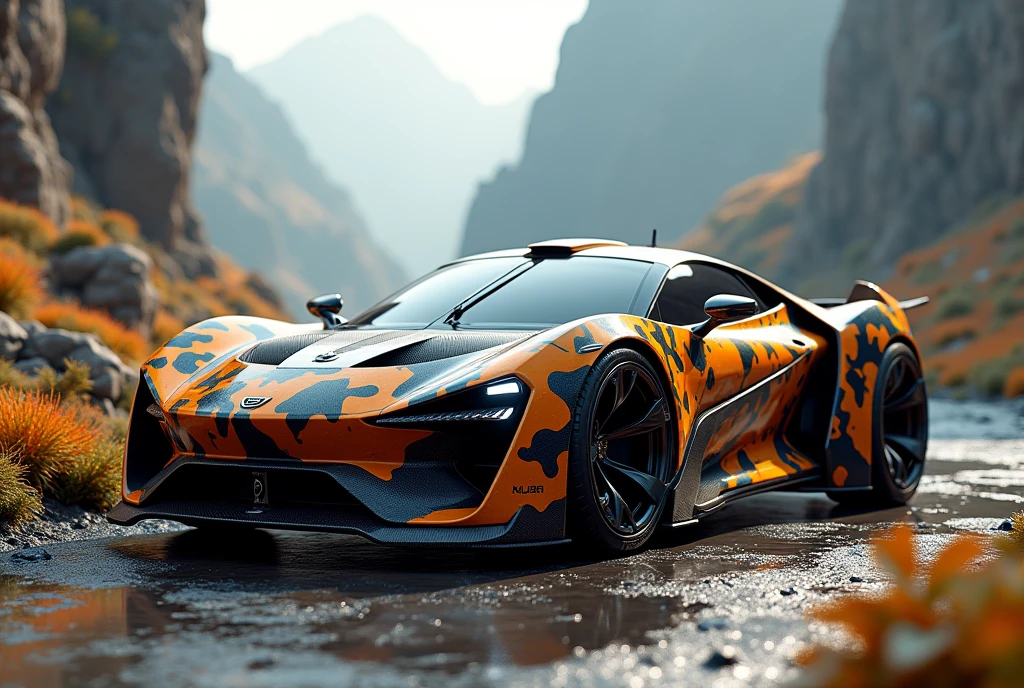 1 one Separate car, painted with camouflage paint, Incredibly detailed Octane render, concept design, futuristic car, 3D effect and presence effect, Realistic painting, visual rendering effect, гиперреалистичный рендер Octane 4k, Highly detailed, super detailed Octane render, Camouflage scheme, bright colors, Highly Detailed Features, Insanely ultra realistic, insanely photo realistic, Insanely high overall quality, insanely high detail, insanely high overall resolution, Insanely high overall sharpness, Insanely high overall quality текстур, epic landscapes all around...,