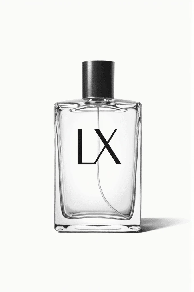A simple drawing of a perfume bottle with lx logo and