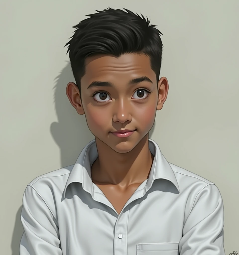 A boy around 15 to in brown shirt and black pant