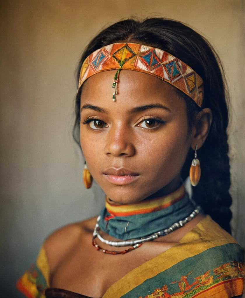 Photography in (stvmccrr style), a young  Ashanti woman with striking brown eyes, cultural portrait, emotive humane photography, rich colors, analog film, film grain, kodachrome, intricate details, insanely detailed, natural lighting, 8k, hdr, masterpiece, award winning photography, Fine art photography style, film photography style