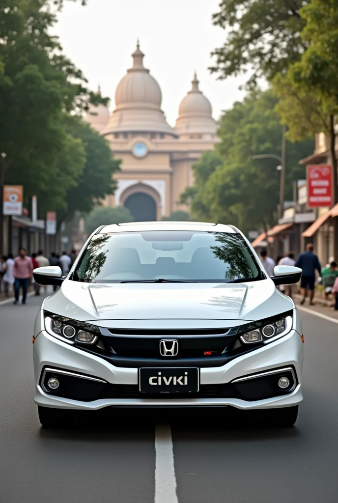 honda civic car with 🤍 colour in portrait in indian road
