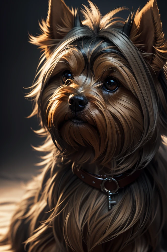 Yorkshire Terrier, key lighting, soft lights, foggy, by steve haris, by lisa yuskavage, by serov valentin, by tarkosvky, 8 k render, detailed, cute cartoon style, very cute adorable face