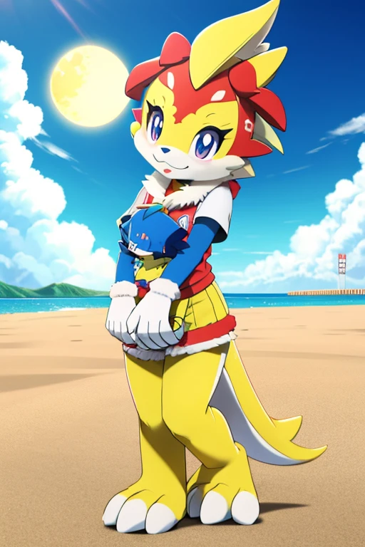 Furry female velociraptor dinosaur alola pokemon sun and moon fursuit mascot baseball style