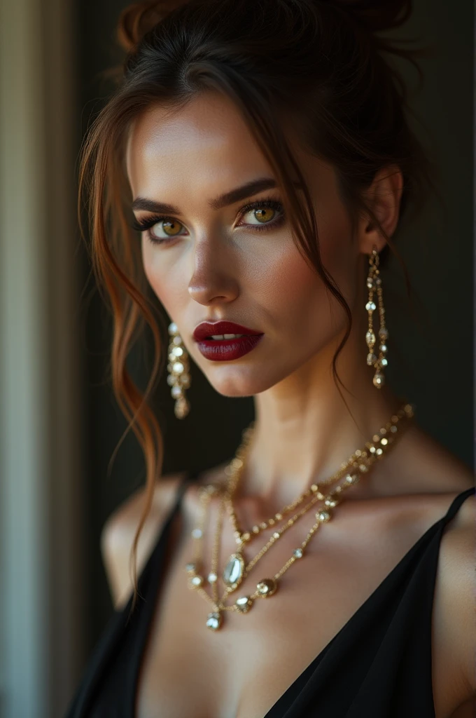 (Please open your mouth wide:1.9), (Semen-covered .:1.8), (Frightened expression:1.5), (A look of contempt:1.5), Luxury hotel interior, Browsing Caution, masterpiece, Highest quality, Accurate, 超High resolution, retina, Very detailed, Awards, High resolution, Anatomically correct, (Realistic:1.4), RAW Photos, (Soft Saturation:1.3), (Fair skin:1.2), 8k, 1 person, Mature adult woman, Beautiful evil, Evil and nasty sexy women, (Perfectly beautiful woman, A perfectly beautiful face, Perfectly beautiful eyes, perfectly beautiful nose, perfectly beautiful nose孔, perfectly beautiful lips), (Chestnut-colored hair tied on top of the head), (Compensate:1.3), (Eye Reflexes:1.3, Solid Circle Eye, Ring-shaped eyes, Sparkling eyes:1.2, Long eyelashes:0.7, Amber Eyes), (Crystal Earrings, Shiny gold necklace), (Captivating smile:1.4, Cruel smile:1.4), (dark red lips:1.3, Glossy Lips:1.5,Lip reflection:1.5), (clavicle, Cleavage, Huge saggy breasts, Silk dress:1.5), (Detailed texture of wrinkles on clothing:1.3), Looking at the audience, POV, Bukkake