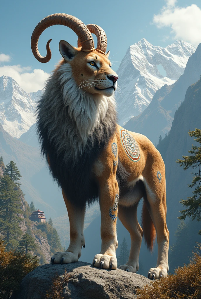 Create country nepal as a mythical animal creature realistic