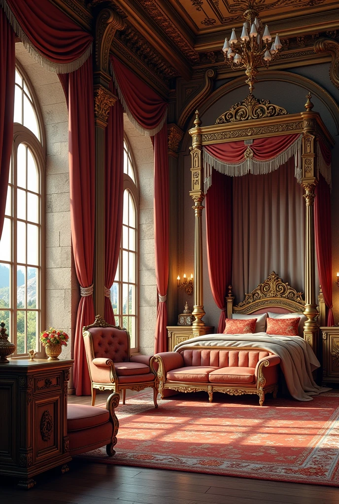 The bedrooms of nobles in a castle in color