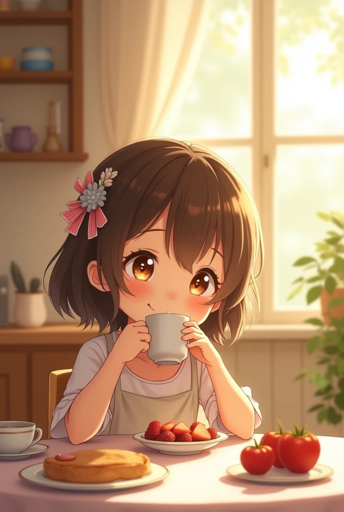 girl having breakfast