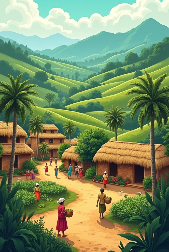 Rural india illustration 